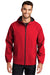 Port Authority Mens Essential Full Zip Hooded Rain Jacket Deep Red Front