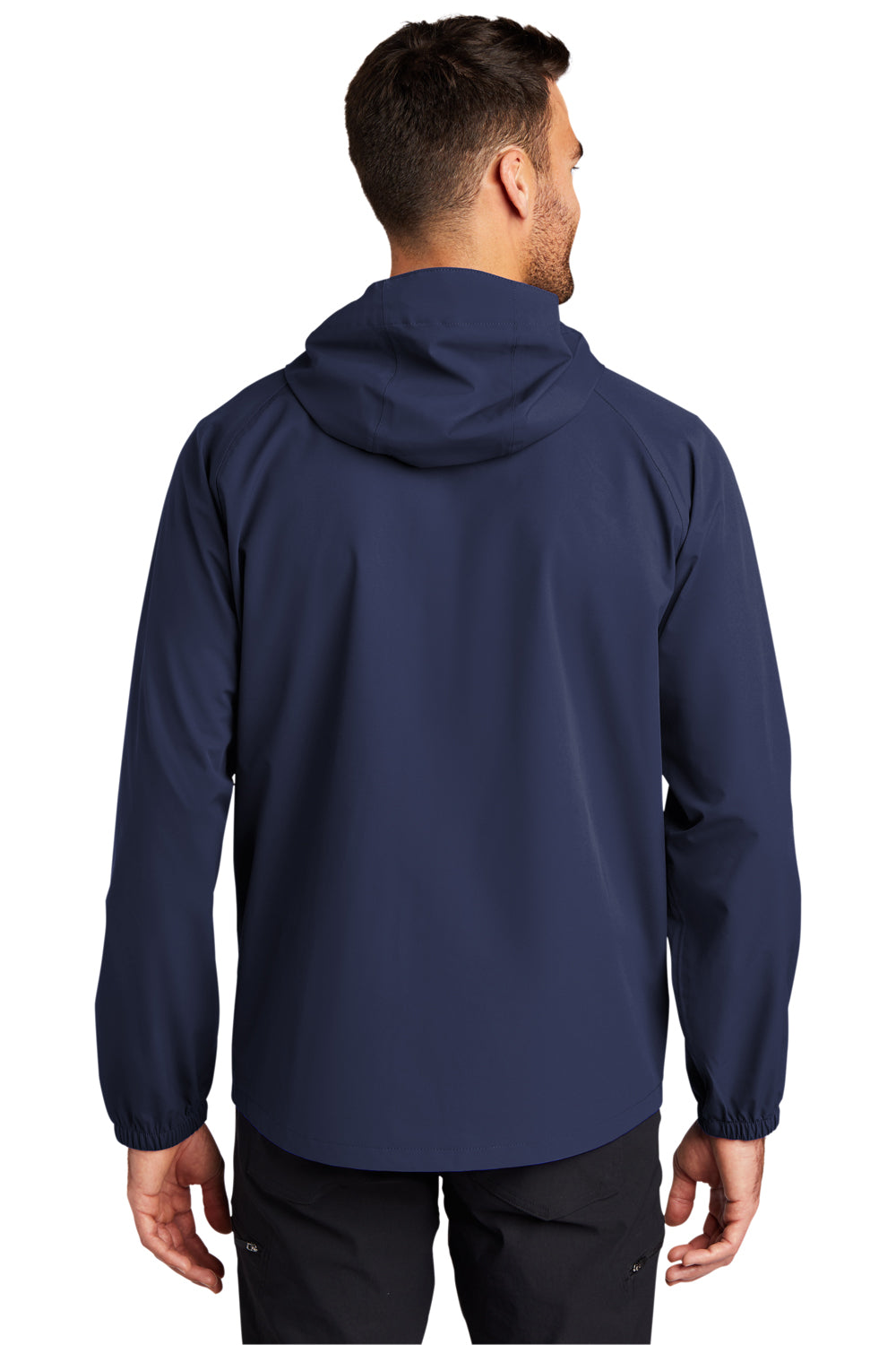 Port Authority Mens Essential Full Zip Hooded Rain Jacket True Navy Blue Side