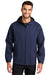 Port Authority Mens Essential Full Zip Hooded Rain Jacket True Navy Blue Front