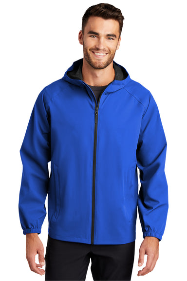 Port Authority Mens Essential Full Zip Hooded Rain Jacket True Royal Blue Front