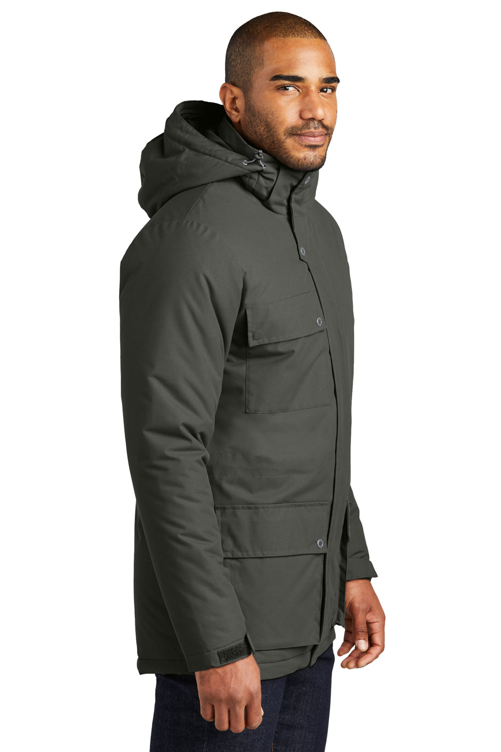Port Authority J599 Mens Excursion Full Zip Hooded Parka Storm Grey Side
