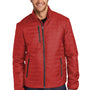 Port Authority Mens Water Resistant Packable Puffy Full Zip Jacket - Fire Red/Graphite Grey