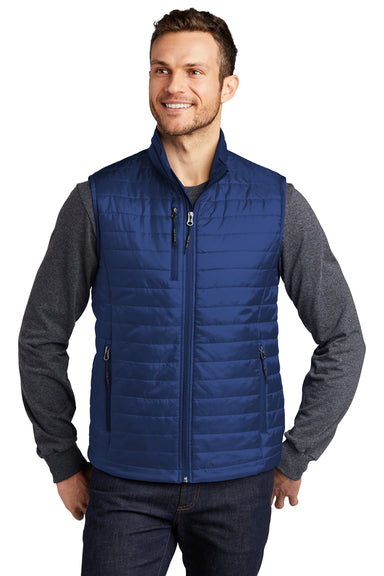 Port Authority Mens Packable Puffy Full Zip Vest Cobalt Blue Front