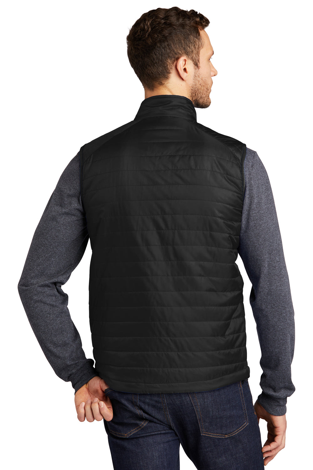 Port Authority Mens Packable Puffy Full Zip Vest Deep Black Side