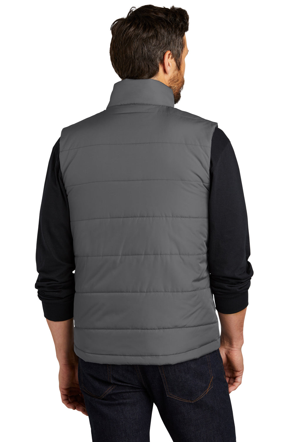 Port Authority J853 Mens Full Zip Puffer Vest Shadow Grey Back