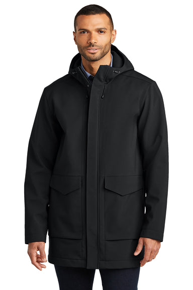 Port Authority J919 Mens Collective Full Zip Hooded Parka Deep Black Front