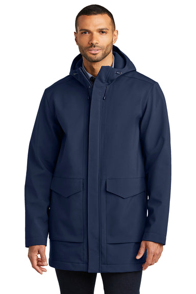 Port Authority J919 Mens Collective Full Zip Hooded Parka River Navy Blue Front