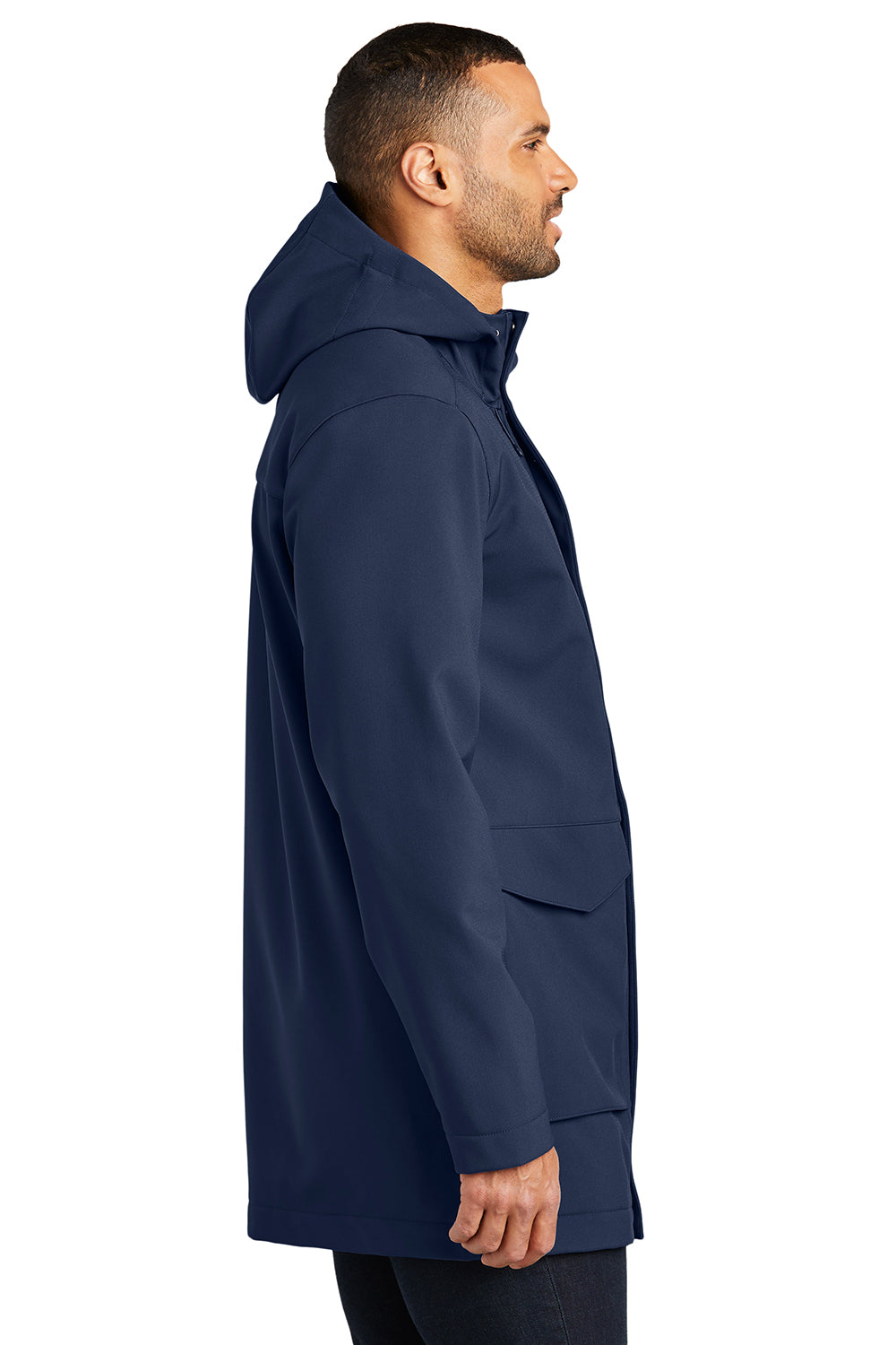 Port Authority J919 Mens Collective Full Zip Hooded Parka River Navy Blue Side