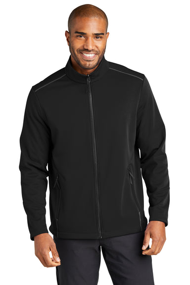 Port Authority J921 Collective Tech Full Zip Soft Shell Jacket Deep Black Front