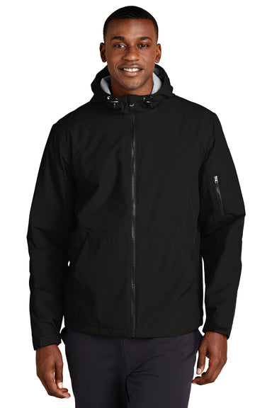 Sport-Tek JST56 Waterproof Insulated Full Zip Hooded Jacket Black  Front