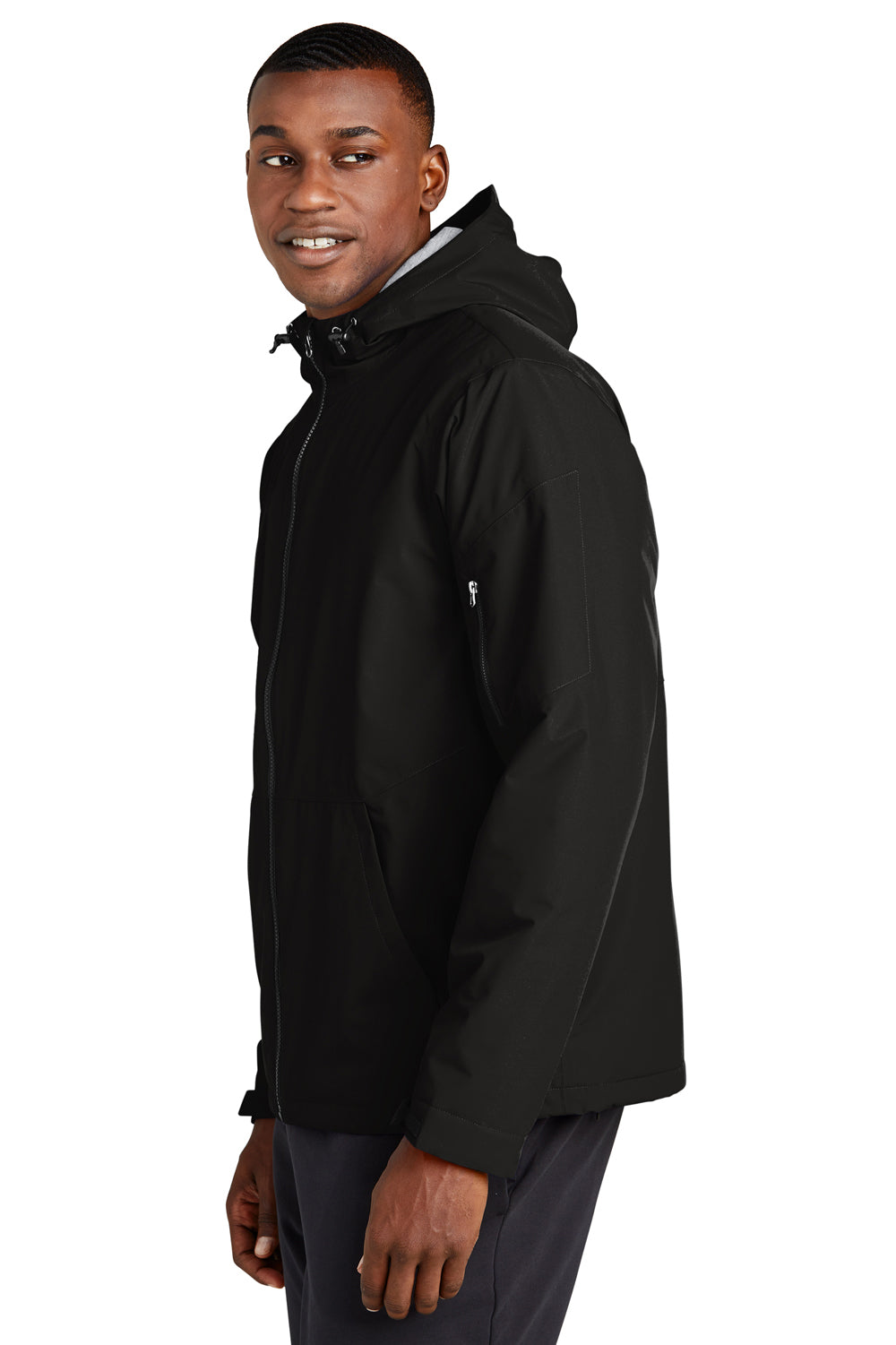 Sport-Tek JST56 Waterproof Insulated Full Zip Hooded Jacket Black  Side