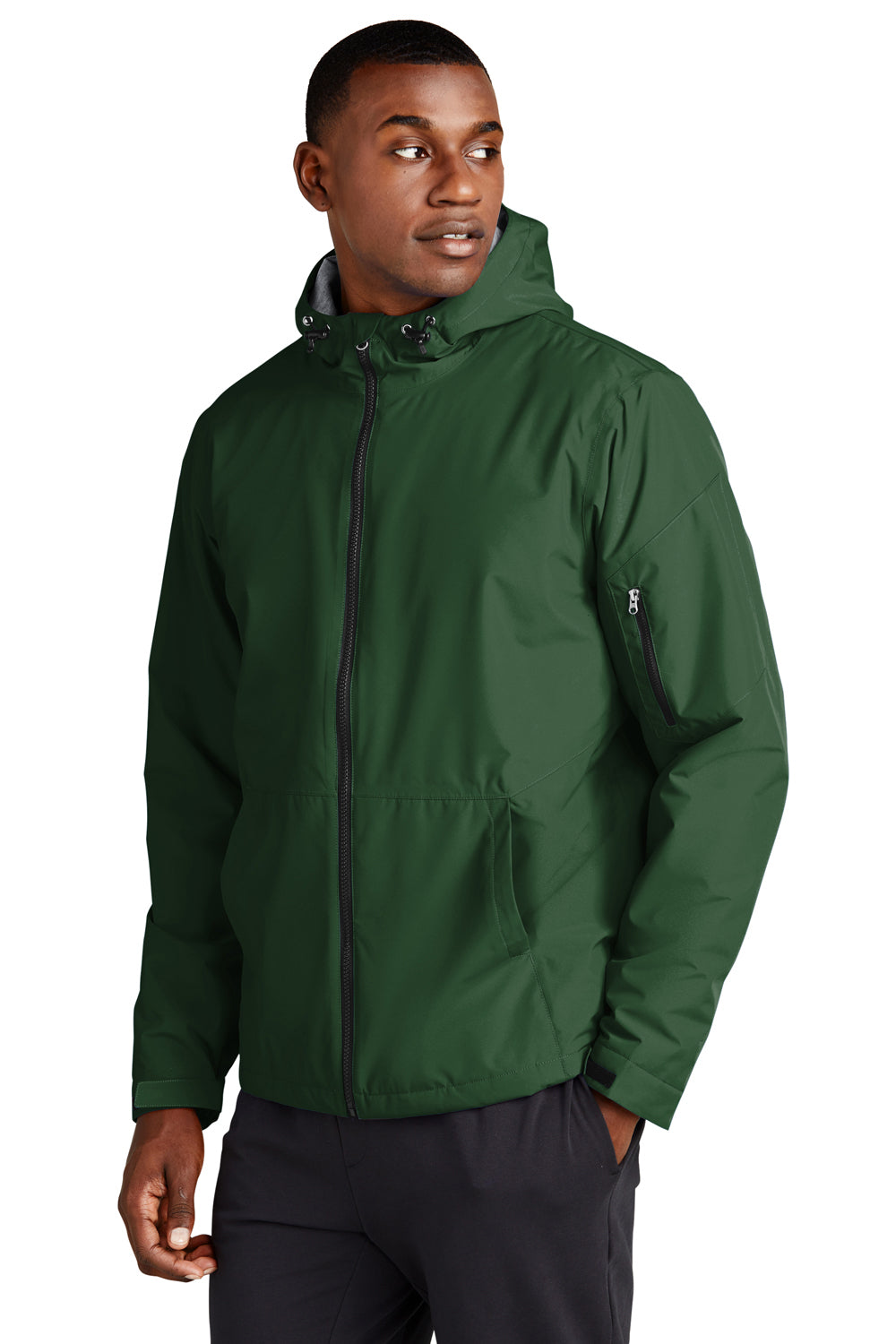 Sport-Tek JST56 Waterproof Insulated Full Zip Hooded Jacket Forest Green  3Q