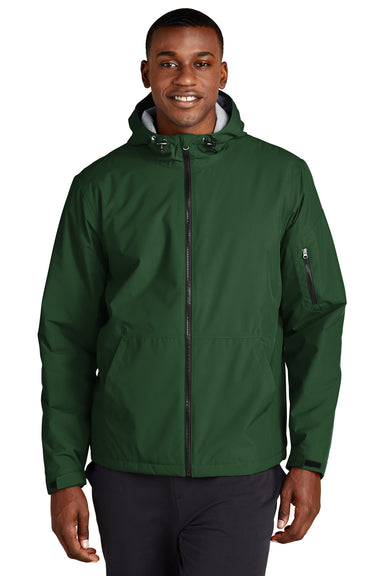 Sport-Tek JST56 Waterproof Insulated Full Zip Hooded Jacket Forest Green  Front