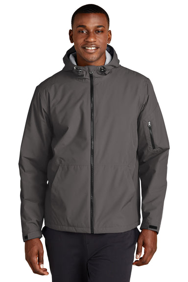 Sport-Tek JST56 Waterproof Insulated Full Zip Hooded Jacket Graphite Grey Front