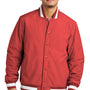 Sport-Tek Mens Water Resistant Snap Down Varsity Jacket - Deep Red