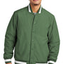 Sport-Tek Mens Water Resistant Snap Down Varsity Jacket - Forest Green