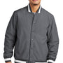 Sport-Tek Mens Water Resistant Snap Down Varsity Jacket - Graphite Grey - NEW