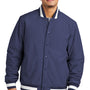 Sport-Tek Mens Water Resistant Snap Down Varsity Jacket - True Navy Blue