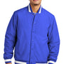Sport-Tek Mens Water Resistant Snap Down Varsity Jacket - True Royal Blue