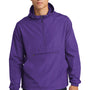 Sport-Tek Mens Packable Anorak 1/4 Zip Hooded Jacket - Purple