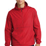 Sport-Tek Mens Packable Anorak 1/4 Zip Hooded Jacket - True Red