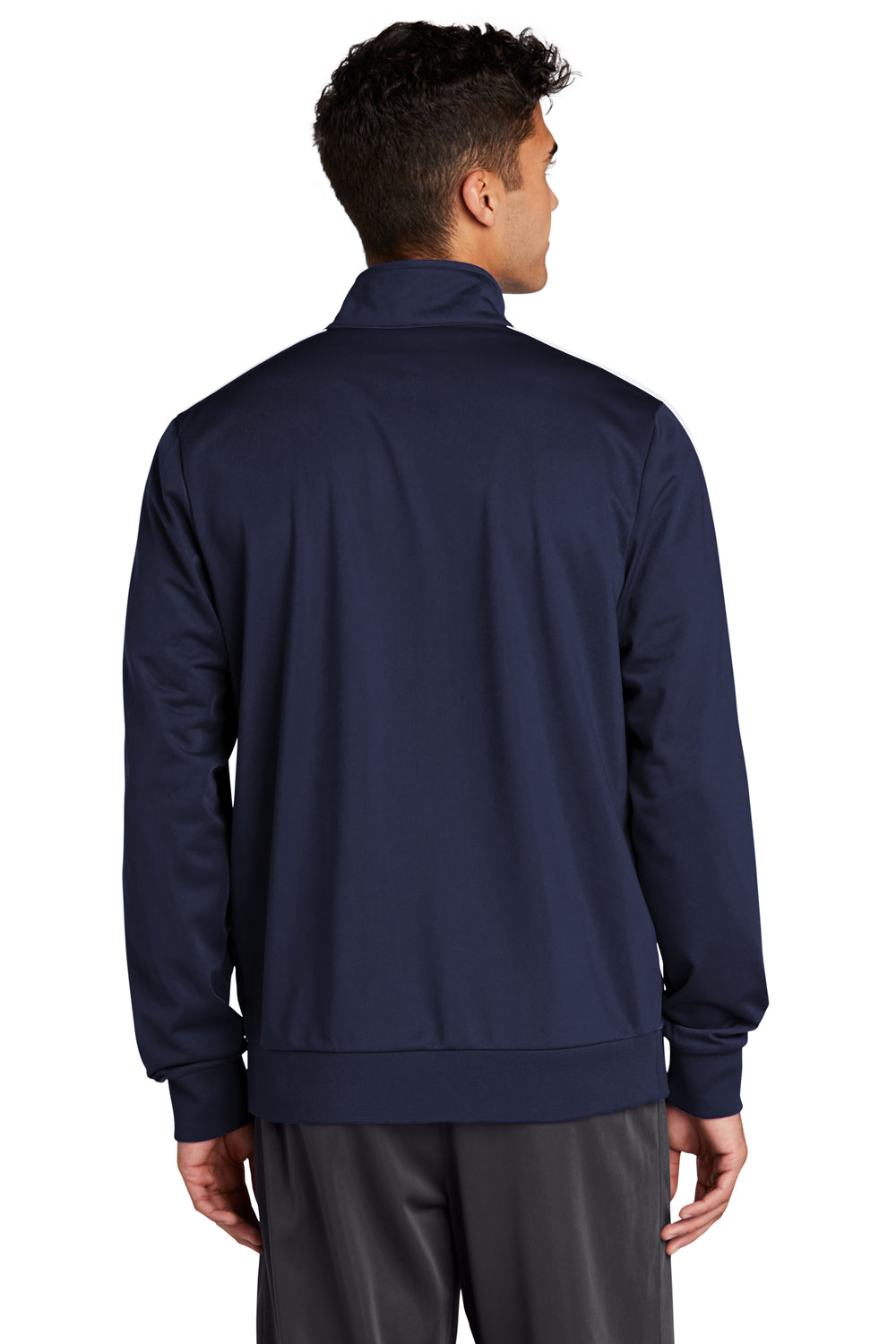 Sport-Tek Mens Full Zip Track Jacket True Navy Blue/White Side