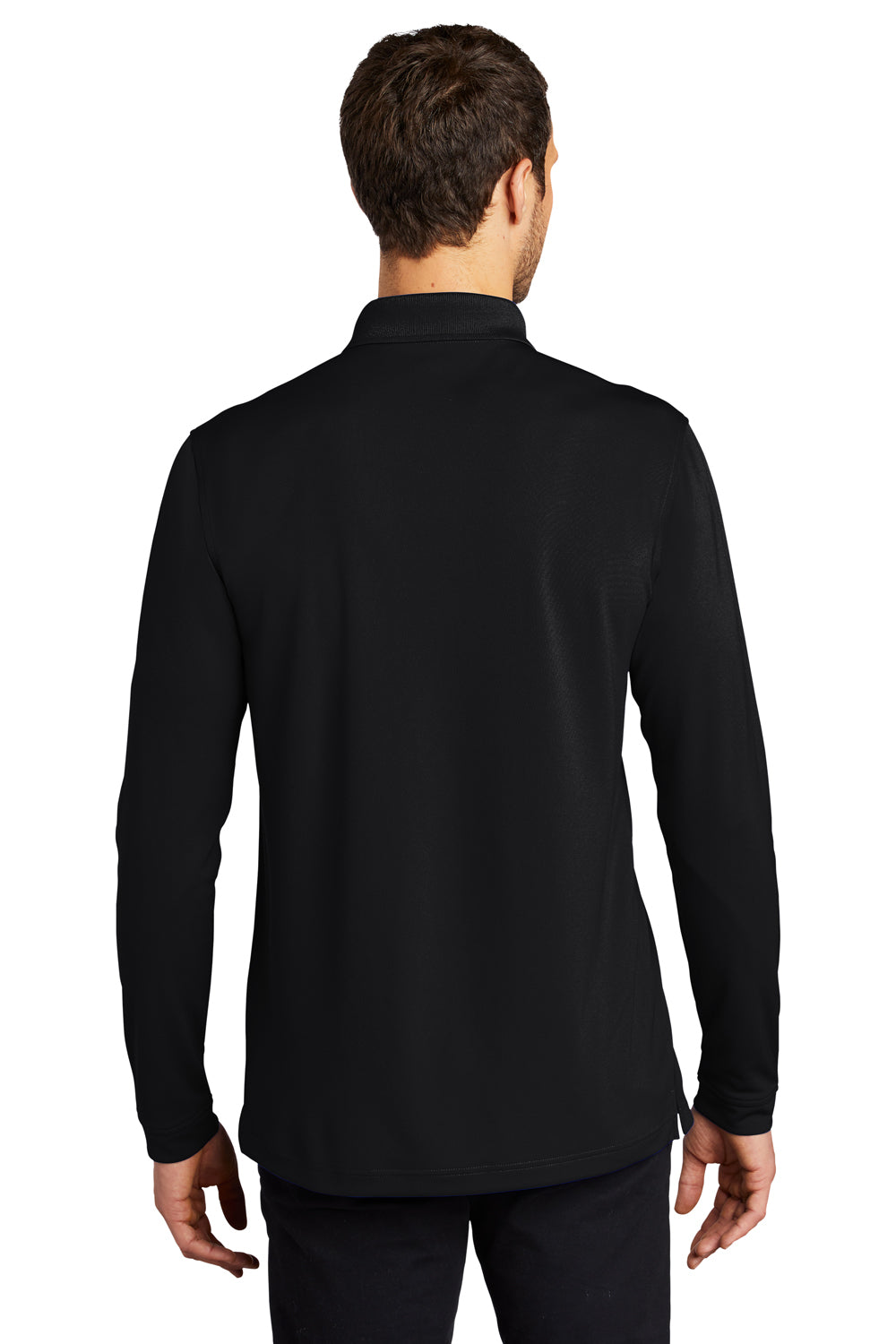 Port Authority Mens Dry Zone Long Sleeve Polo Shirt Deep Black Side
