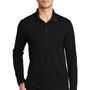 Port Authority Mens Dry Zone Performance Moisture Wicking Long Sleeve Polo Shirt - Deep Black