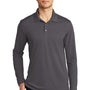 Port Authority Mens Dry Zone Performance Moisture Wicking Long Sleeve Polo Shirt - Graphite Grey