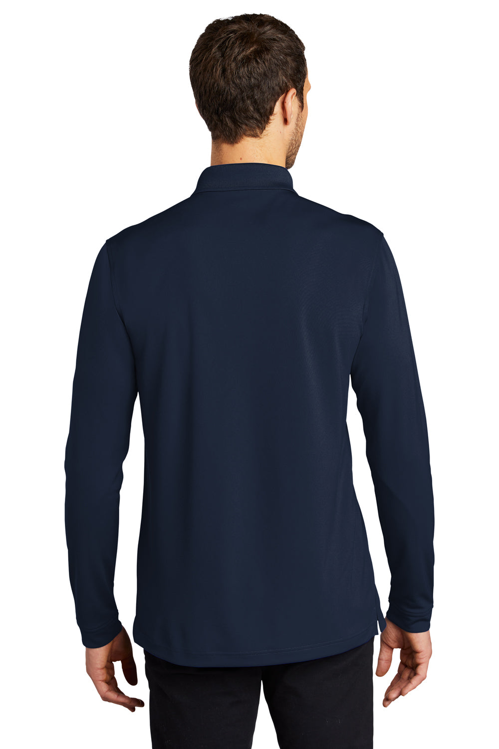 Port Authority Mens Dry Zone Long Sleeve Polo Shirt River Navy Blue Side