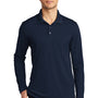 Port Authority Mens Dry Zone Performance Moisture Wicking Long Sleeve Polo Shirt - River Navy Blue