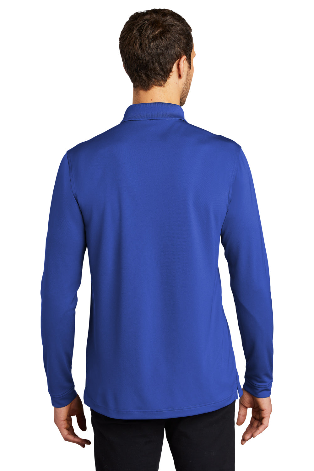 Port Authority Mens Dry Zone Long Sleeve Polo Shirt True Royal Blue Side