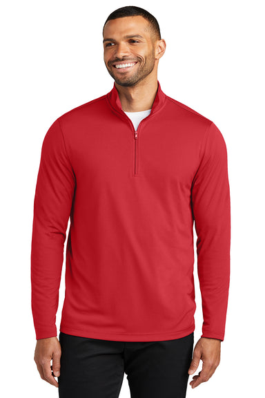 Port Authority K112 Mens Dry Zone UV Micro Mesh 1/4 Zip Sweatshirt Rich Red Front