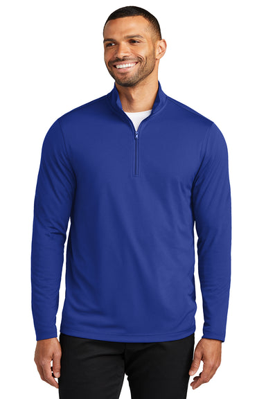 Port Authority K112 Mens Dry Zone UV Micro Mesh 1/4 Zip Sweatshirt True Royal Blue Front