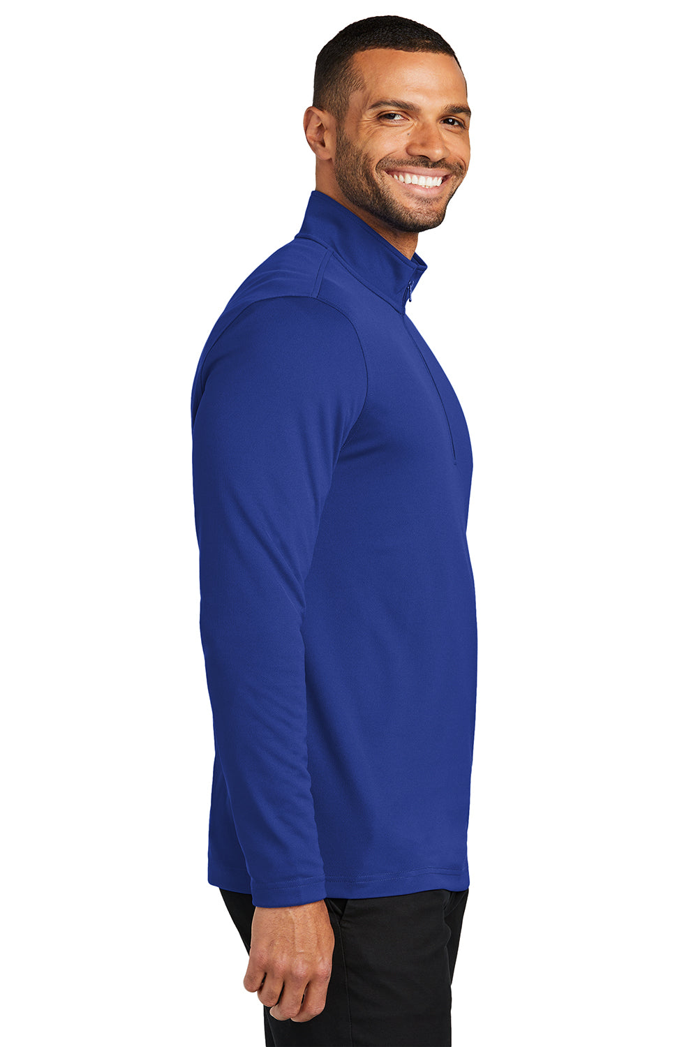 Port Authority K112 Mens Dry Zone UV Micro Mesh 1/4 Zip Sweatshirt True Royal Blue Side