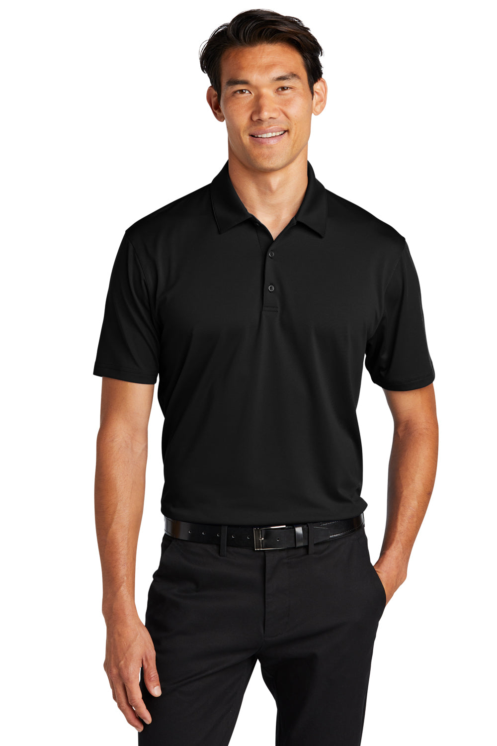 Port Authority K398 Staff Performance Short Sleeve Polo Shirt Black Front