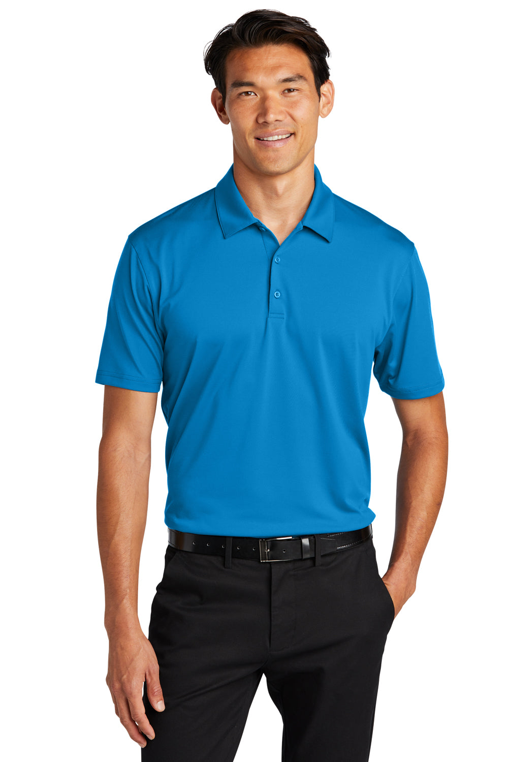 Port Authority K398 Staff Performance Short Sleeve Polo Shirt Brilliant Blue Front