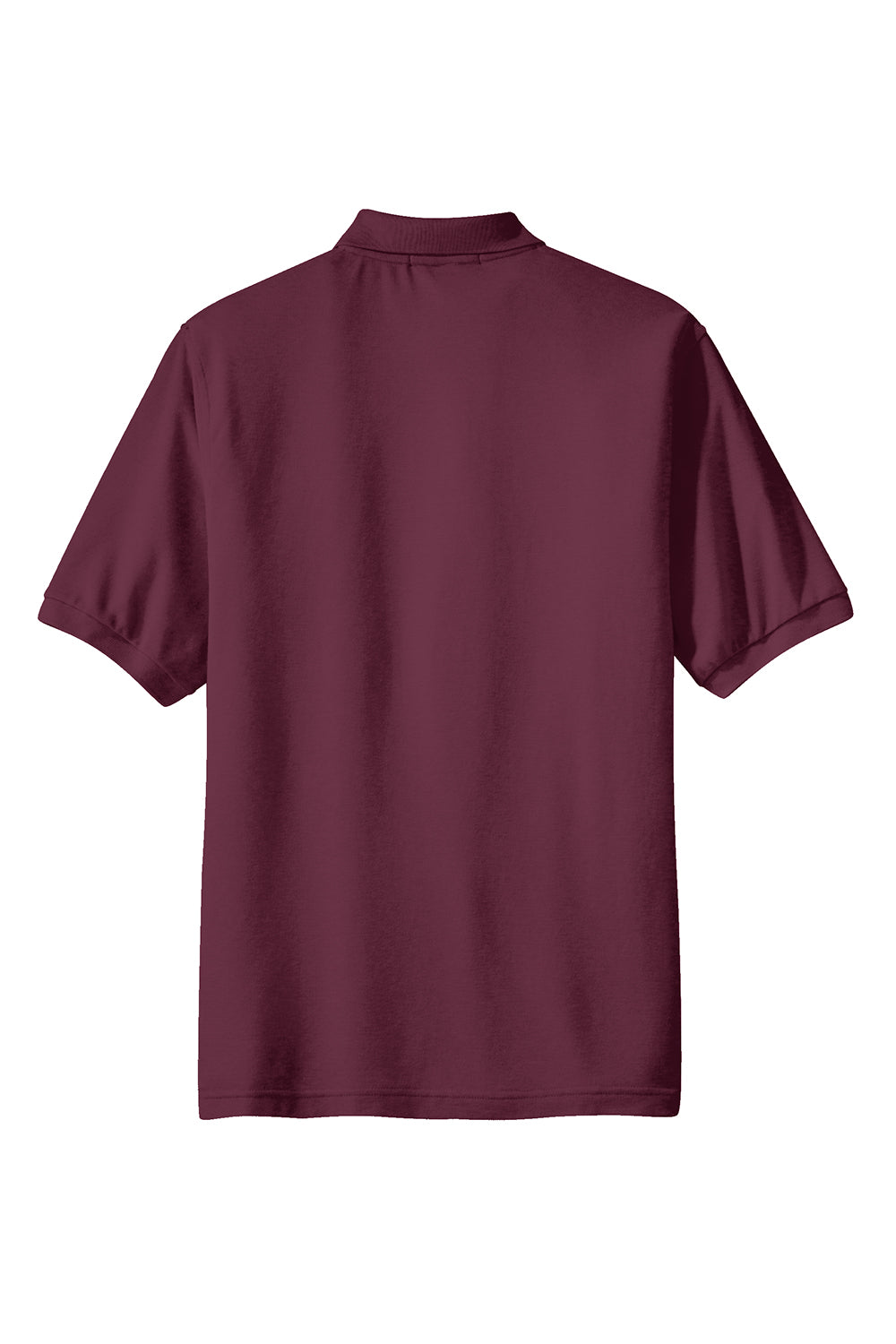 Port Authority K500P Mens Silk Touch Wrinkle Resistant Short Sleeve Polo Shirt w/ Pocket Burgundy Flat Back