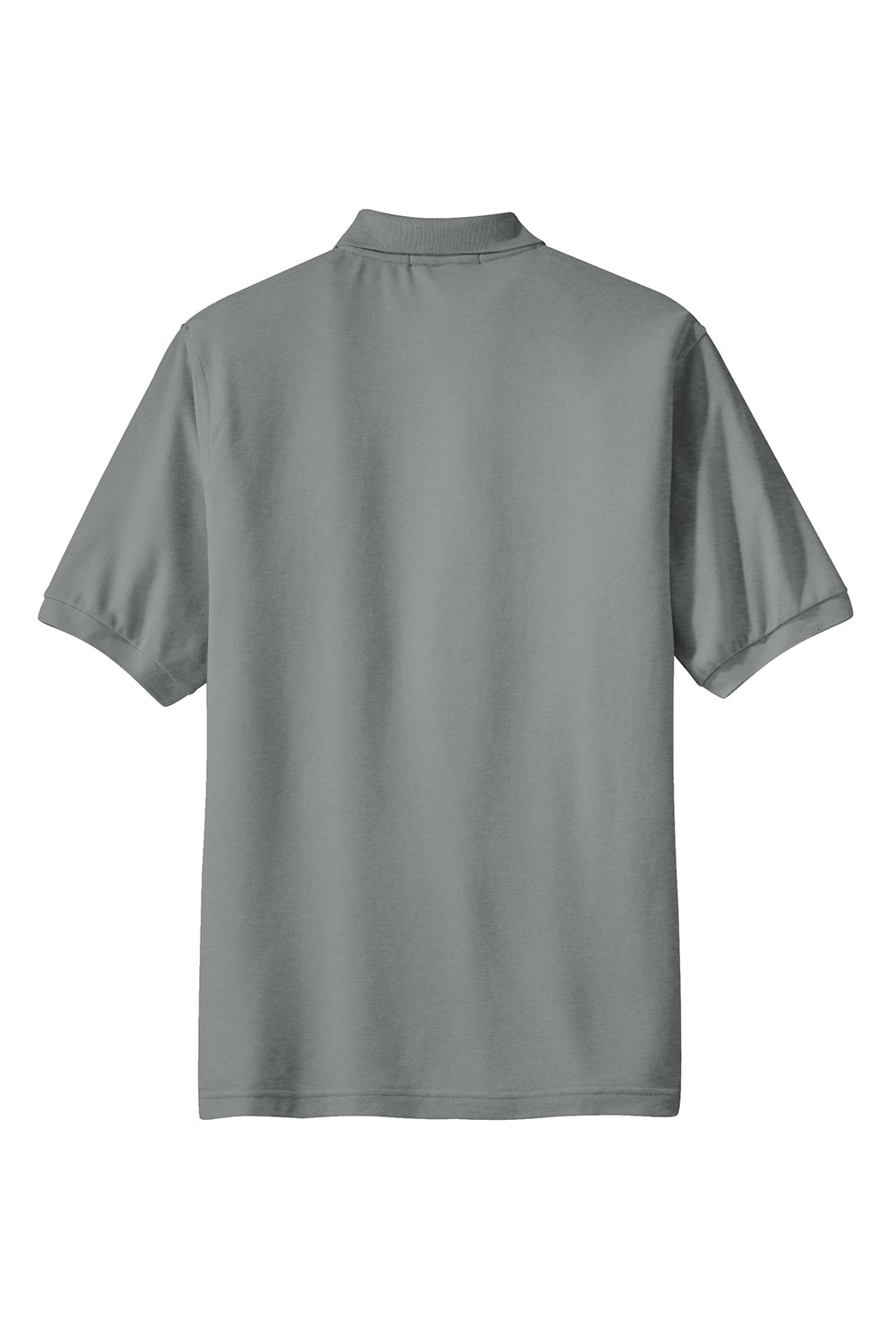 Port Authority K500P Mens Silk Touch Wrinkle Resistant Short Sleeve Polo Shirt w/ Pocket Cool Grey Flat Back