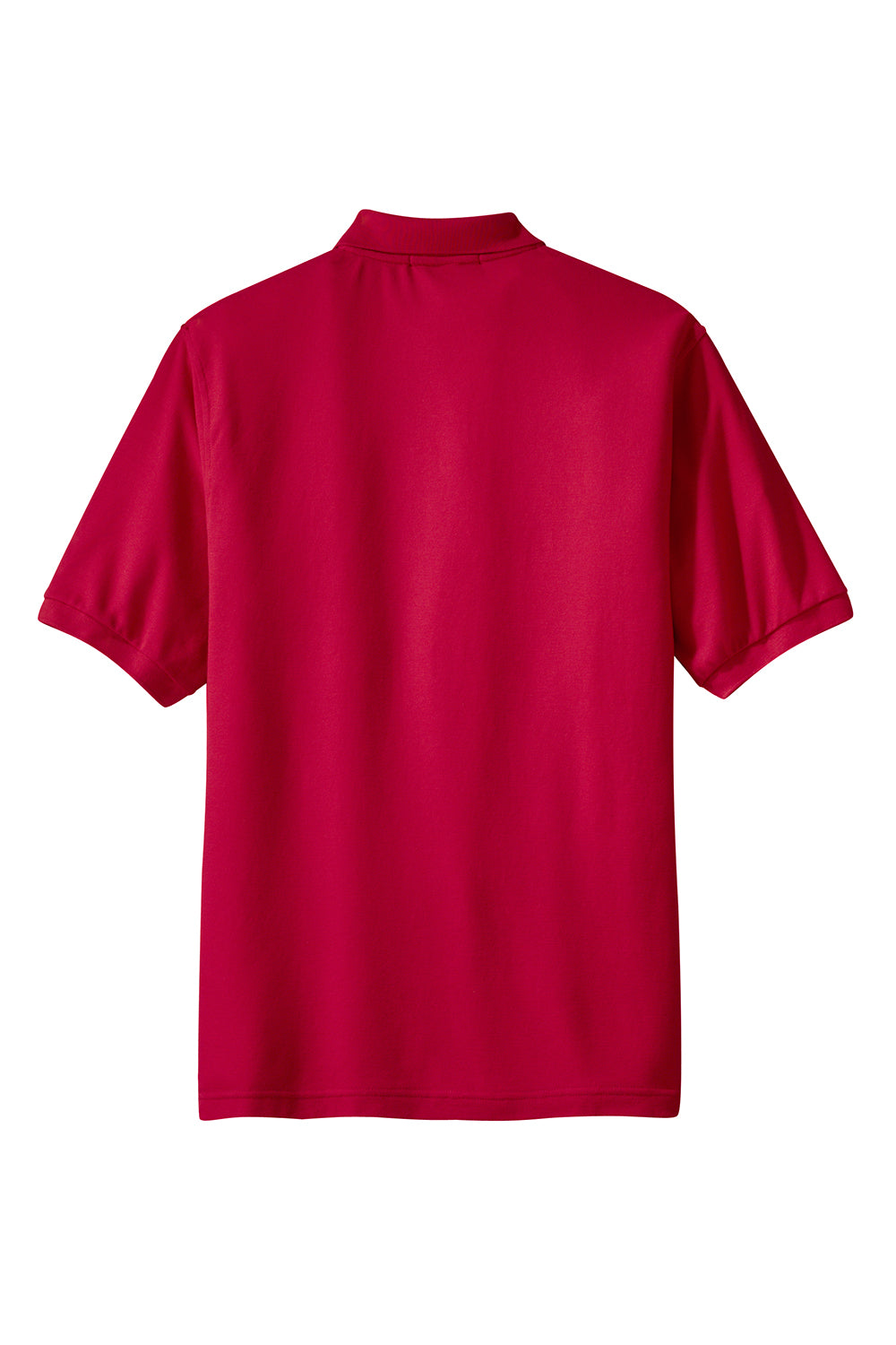 Port Authority K500P Mens Silk Touch Wrinkle Resistant Short Sleeve Polo Shirt w/ Pocket Red Flat Back