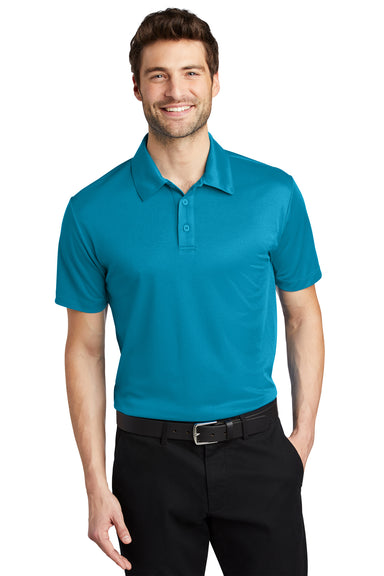 Port Authority Mens Silk Touch Performance Moisture Wicking Short Sleeve Polo Shirt Parcel Blue Front