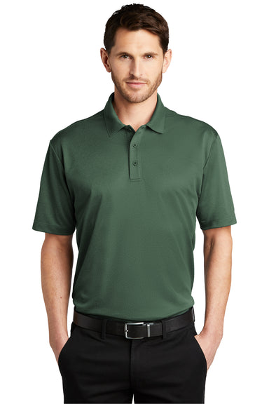 Port Authority Mens Performance Silk Touch Short Sleeve Polo Shirt Heather Green Glen Front