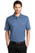 Port Authority Mens Performance Silk Touch Short Sleeve Polo Shirt Heather Moonlight Blue Front