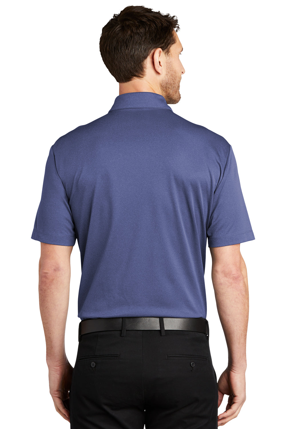 Port Authority Mens Performance Silk Touch Short Sleeve Polo Shirt Heather Royal Blue Side