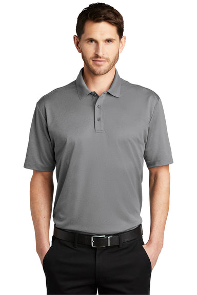 Port Authority Mens Performance Silk Touch Short Sleeve Polo Shirt Heather Shadow Grey Front