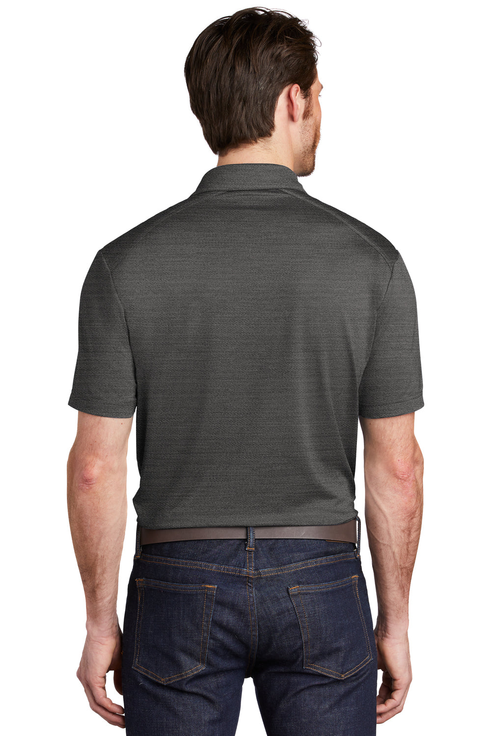 Port Authority Mens Stretch Short Sleeve Polo Shirt Black/Thunder Grey Side