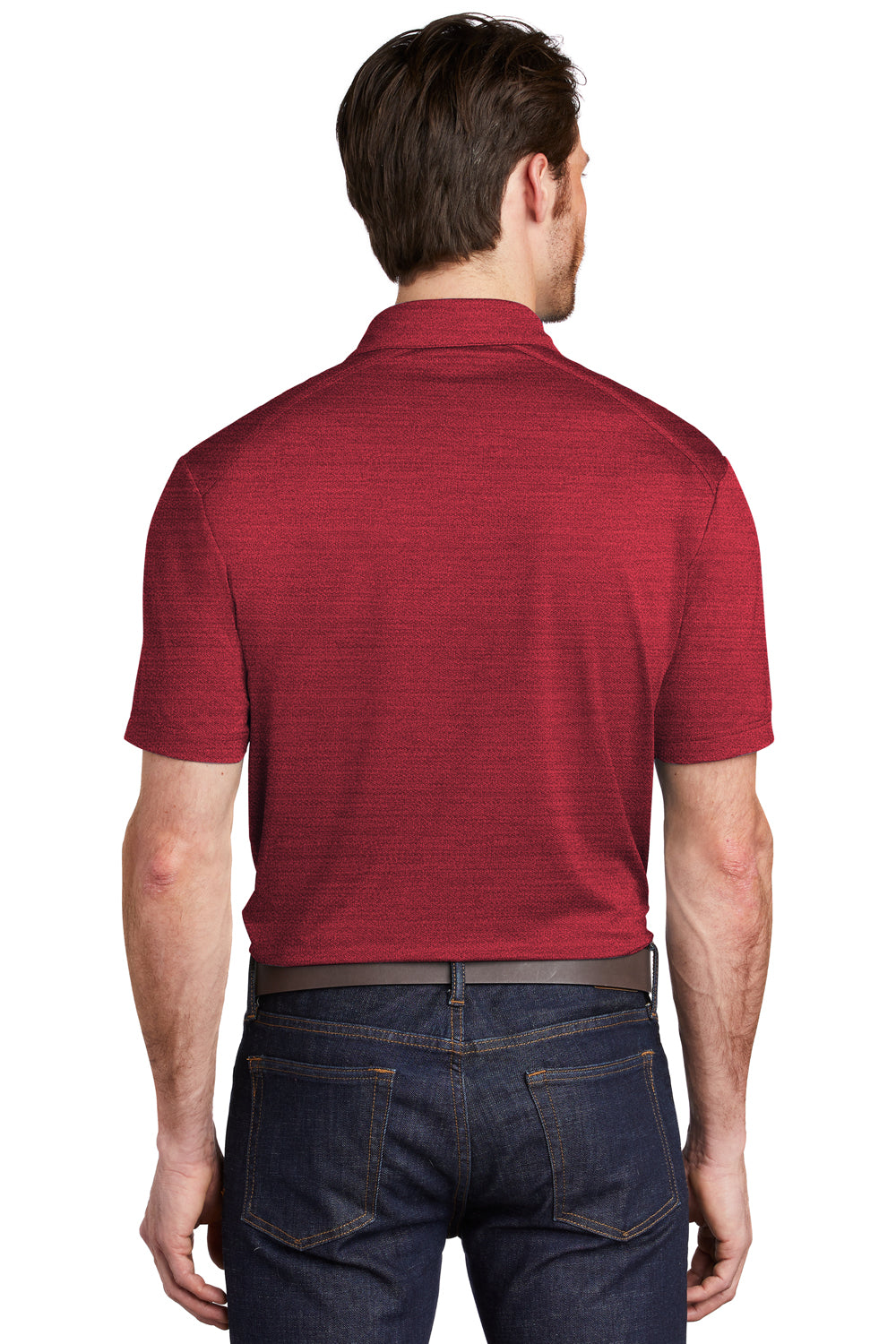 Port Authority Mens Stretch Short Sleeve Polo Shirt Red/Black Side