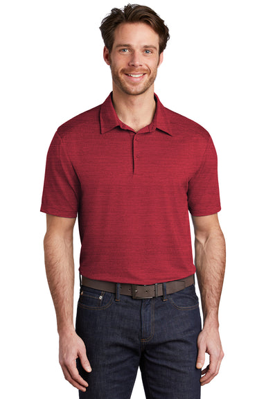 Port Authority Mens Stretch Short Sleeve Polo Shirt Red/Black Front