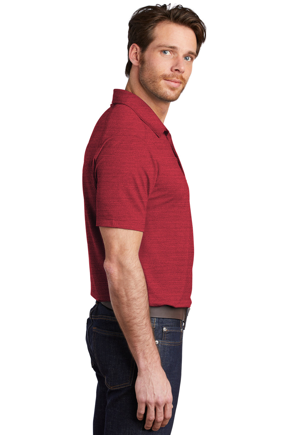 Port Authority Mens Stretch Short Sleeve Polo Shirt Red/Black Side