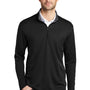 Port Authority Mens Silk Touch Performance Moisture Wicking 1/4 Zip Sweatshirt - Black/Steel Grey